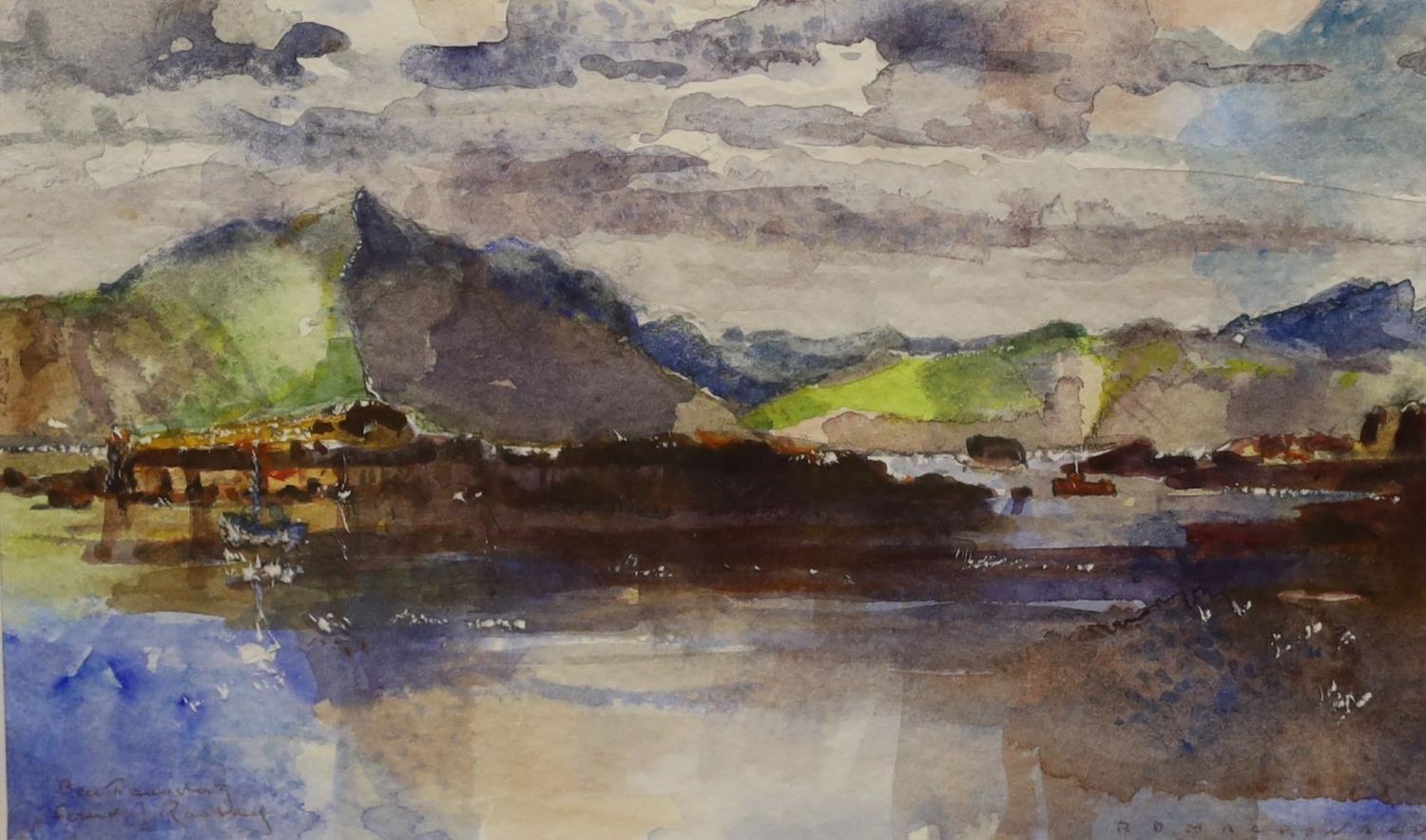 Sir Roderick Macdonald (1921-2001), watercolour, 'Ben Tianavaig and Sound of Raasay, Skye', signed