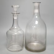 Two Normandy glass cider carafes, tallest 38cm