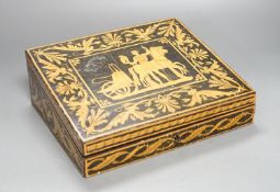 A Regency Grecian revival penwork box 28cm