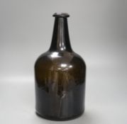 An unusually large 18th century mallet-shape wine bottle, 35cm