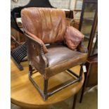 A leather tub chair, width 57cm, depth 45cm, height 82cm