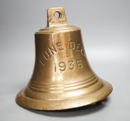 A bronze ship's bell, ‘Lune Deep 1936’, 25cmMV `Lune Deep' O.N. 164624, was a 190ft self-propelled