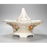 A Dresden porcelain floral encrusted basket 34cm