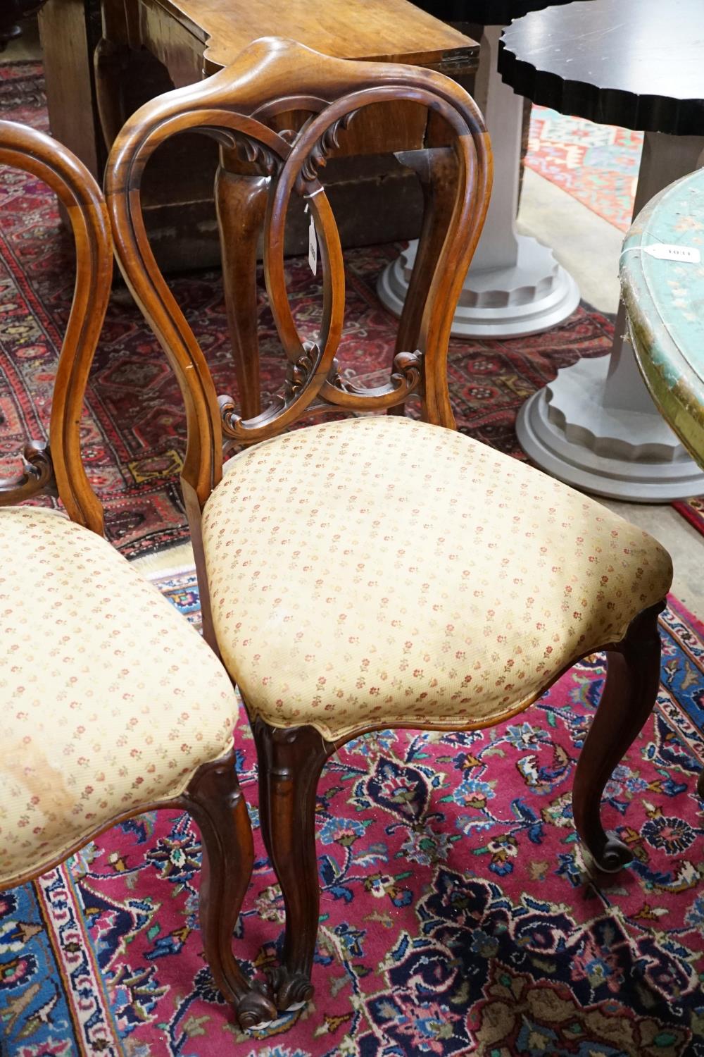 A set of five Victorian mahogany dining chairs with interlaced backs and cabriole legs - Image 2 of 2