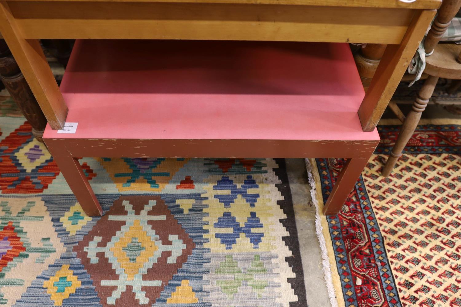 A Habitat red painted square topped coffee table and one other Habitat coffee table, width 73cm, - Image 3 of 3