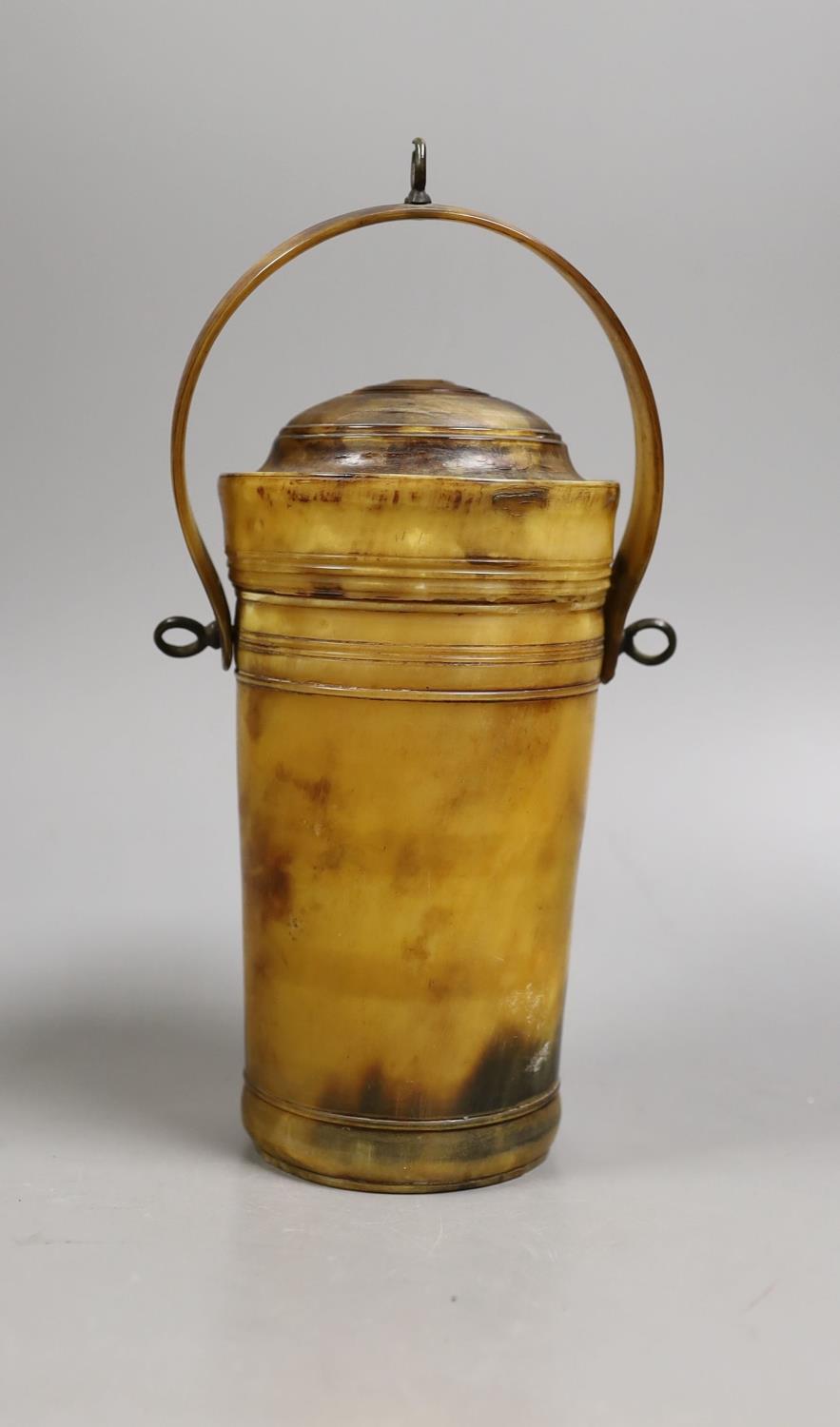 A 19th century horn portable beaker,23 cms high including handle. - Image 3 of 4