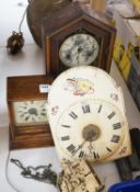 An early 19th century Dutch longcase timepiece movement, a late 29th century American shelf clock