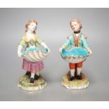 A pair of Sampson Hancock Derby figural salts 17cm