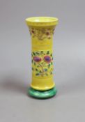 A 19th century Chinese (Qing) yellow background vase,15 cms high.