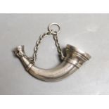 A Victorian novelty silver vinaigrette, modelled as a hunting horn, Sampson Mordan & Co, London,