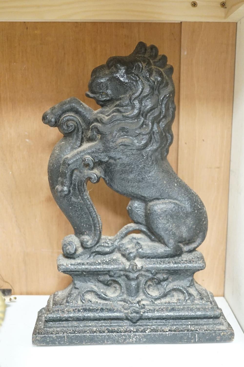 A group of six cast iron or brass door-stops, four painted. Tallest 38cm - Image 3 of 7