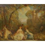 Frederick Ballard Williams (1871-1956), oil on canvas, '18th century ladies in gardens', signed,