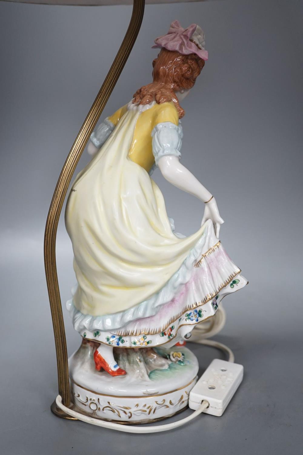 A German porcelain ‘dancing lady’ lamp - Image 8 of 8