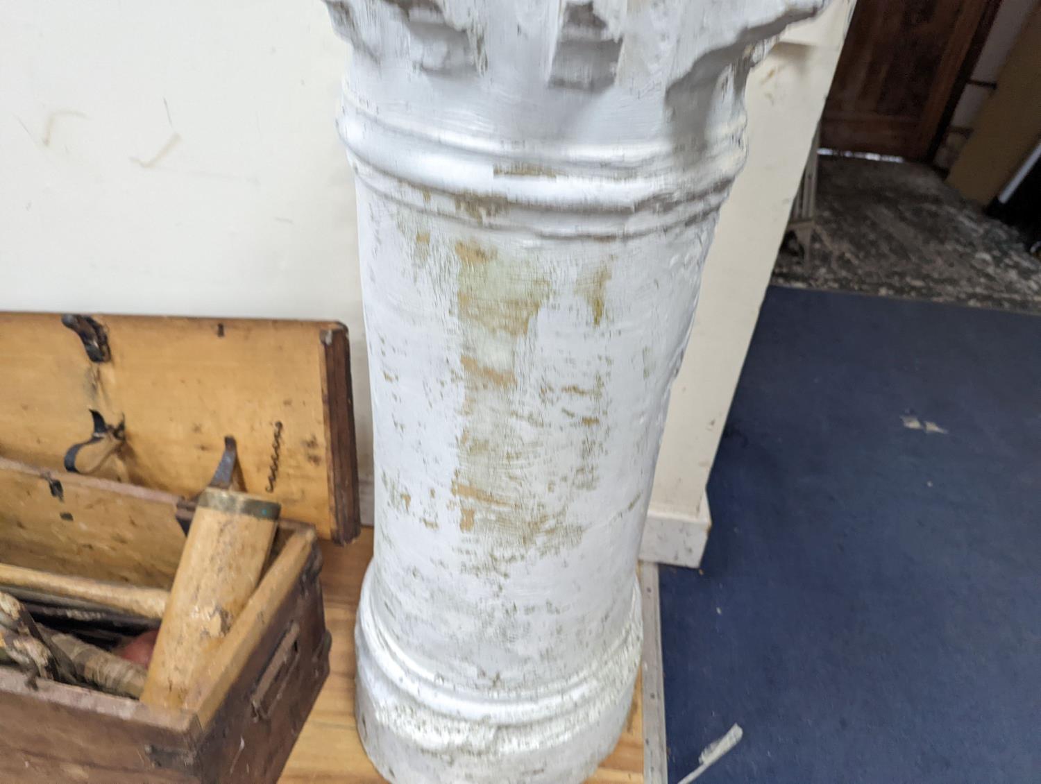 A white painted terracotta chimney pot, height 88cm - Image 4 of 5