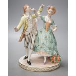 A Dresden porcelain group of a dancing couple 21cm