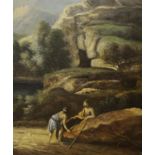 C. De Vito, oil on board, Figures in a classical landscape, signed, 30 x 25cm