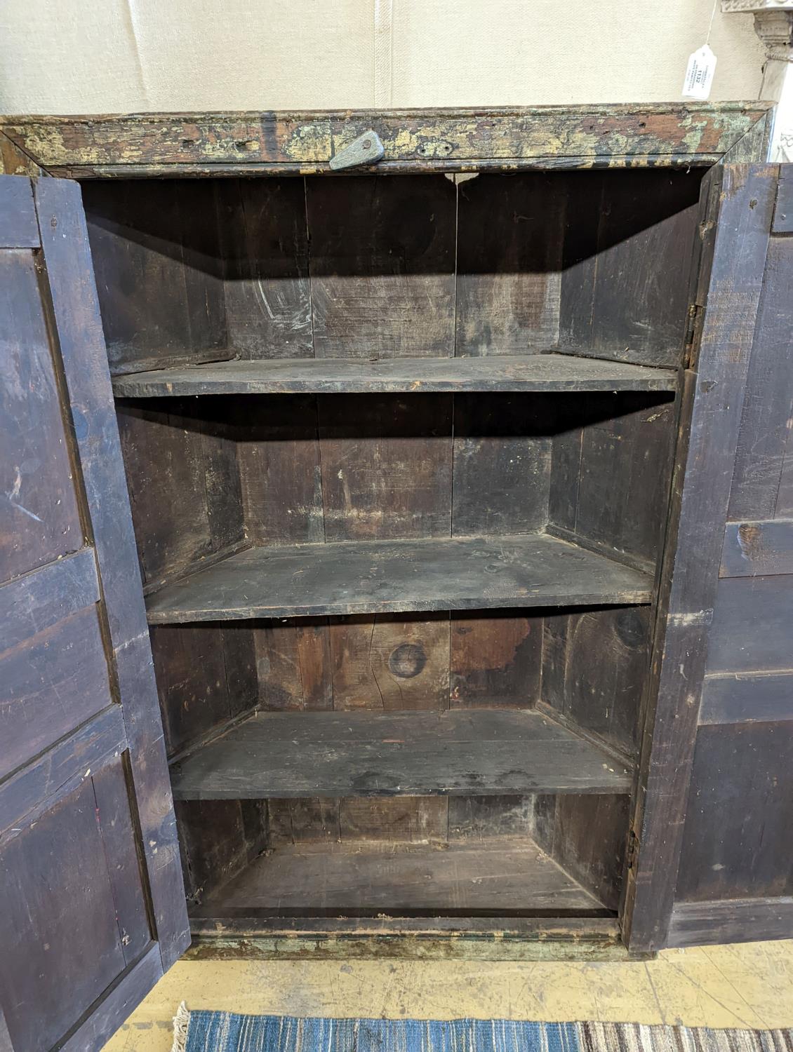 An Afghan painted carved hardwood corner cupboard, width 90cm, height 131cm - Image 6 of 10