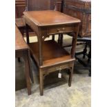 A pair of George III style mahogany rectangular occasional tables with leather inset tops, width