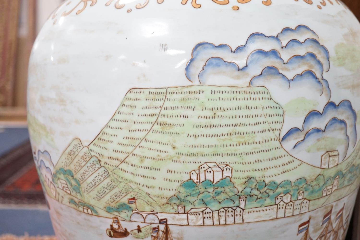 A large Chinese enamelled porcelain vase and cover on stand 100cm - Image 9 of 9