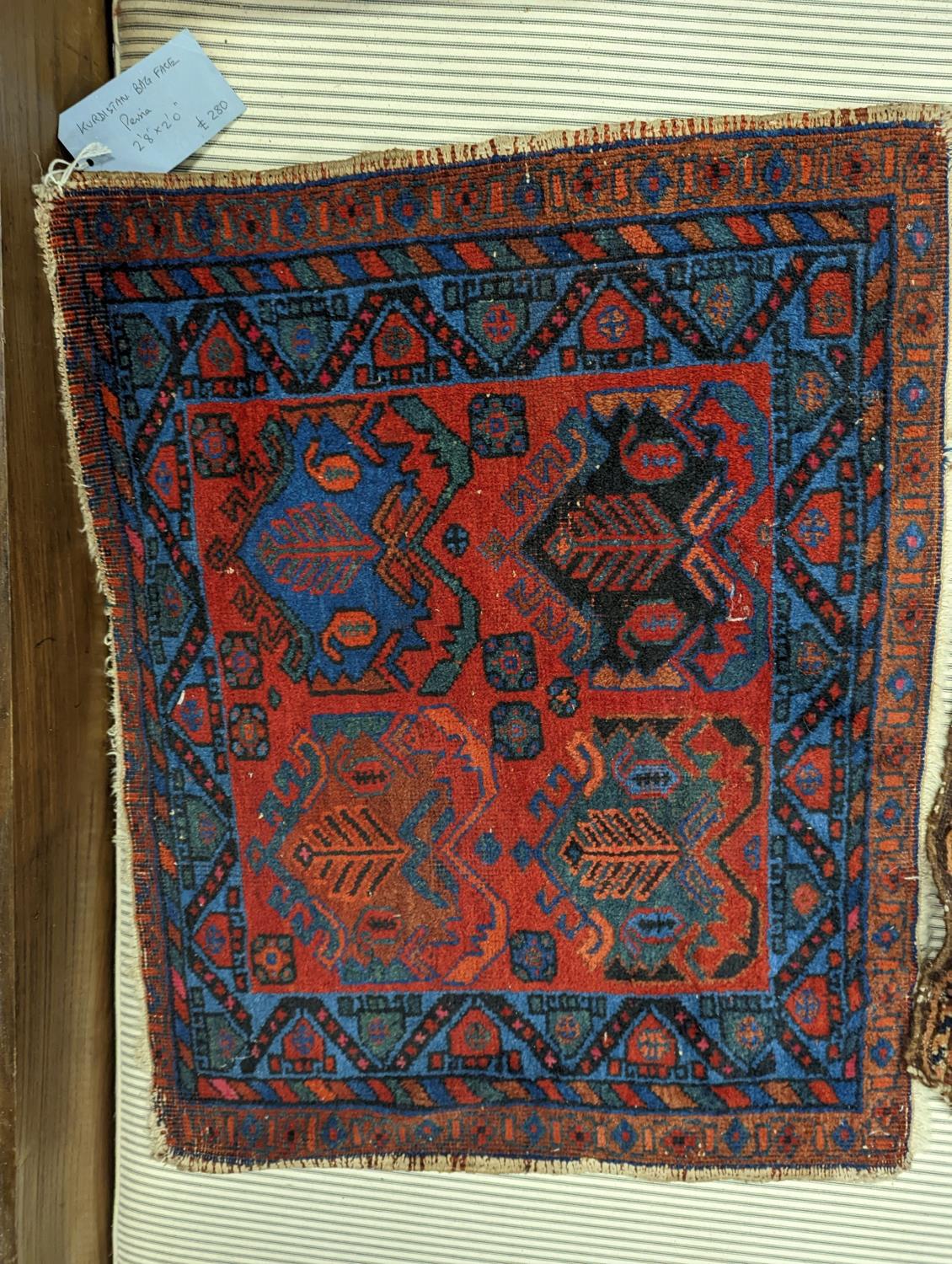 A Kurdistan bag face, 77 x 62cm, five other bag faces and an Ersari Torba, 120 x 29cm - Image 4 of 8