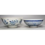 Two Chinese blue and white bowls, one a.f. 23cm