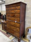 A George III mahogany chest on chest, width 117cm, depth 56cm, height 194cm