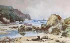 Edwin Ellis (1842-1895), watercolour, Coastal scene, signed, 30 x 47cm, unframed