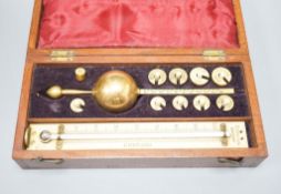 A boxed Everall, London hygrometer, the thermometer with ivory scale