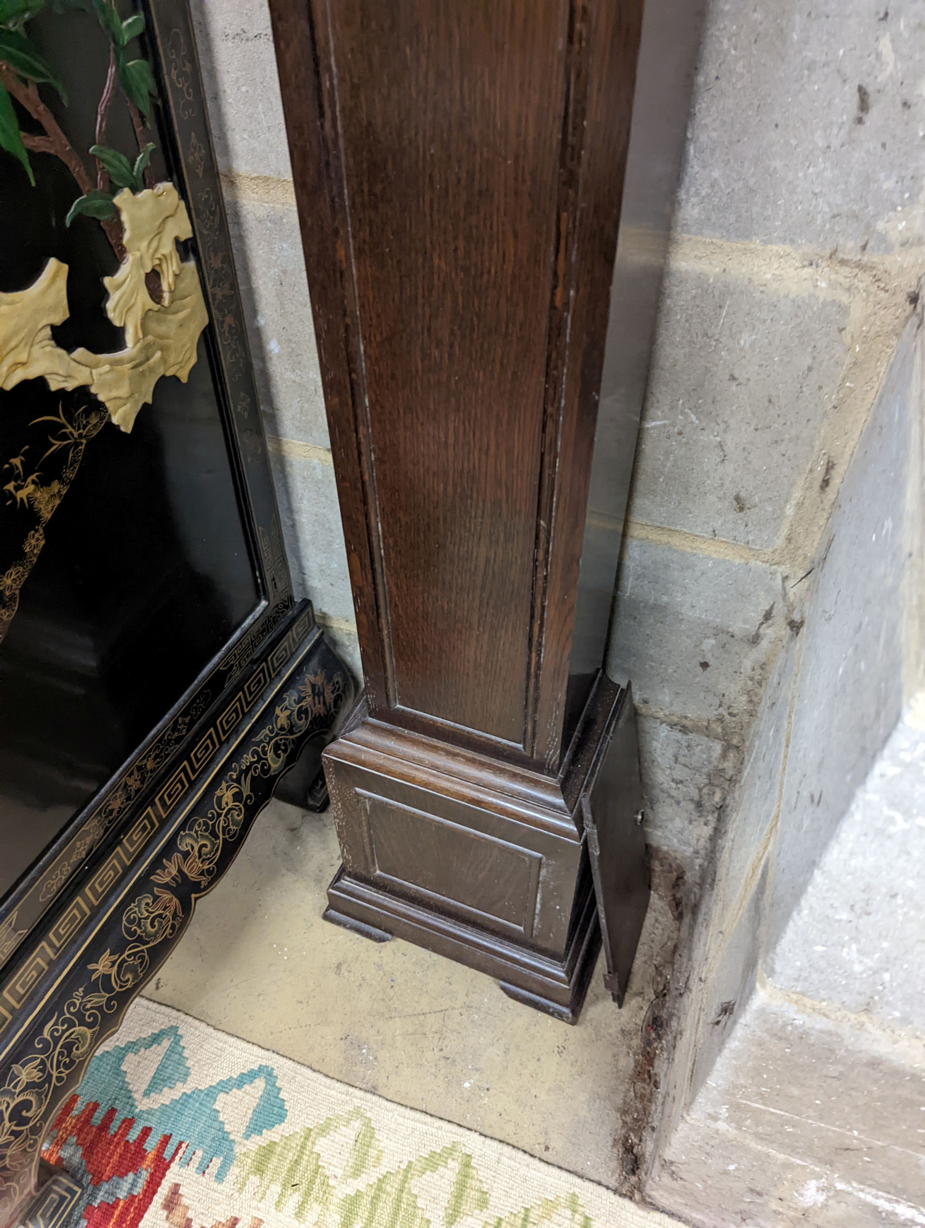 A 1920's oak cased grandmother clock, height 143cm - Image 3 of 3