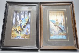 A pair of morpho butterfly wing nymph diorama, signed Gaydon King, Pat. App. For 19907/29, c.