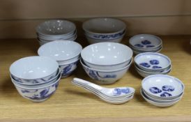 Chinese blue and white bowls etc