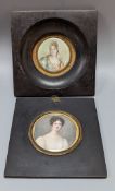 A Victorian portrait miniature, and another, framed 16cm