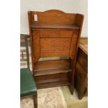 An early 20th century oak bureau, width 61cm, depth 17cm, height 122cm