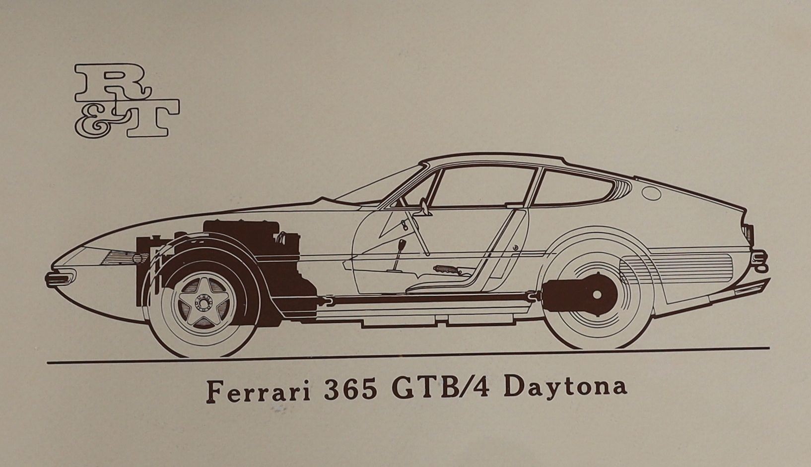 A limited edition sectional print, "Ferrari, 365 GTB/4 Daytona" , 50/100, 24 x 38cm