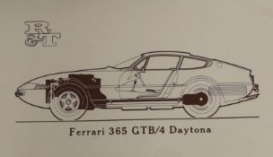 A limited edition sectional print, "Ferrari, 365 GTB/4 Daytona" , 50/100, 24 x 38cm