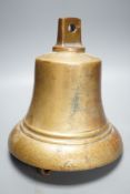 A George V bronze bell. 28 cms high.