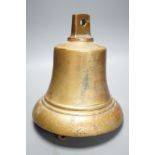 A George V bronze bell. 28 cms high.