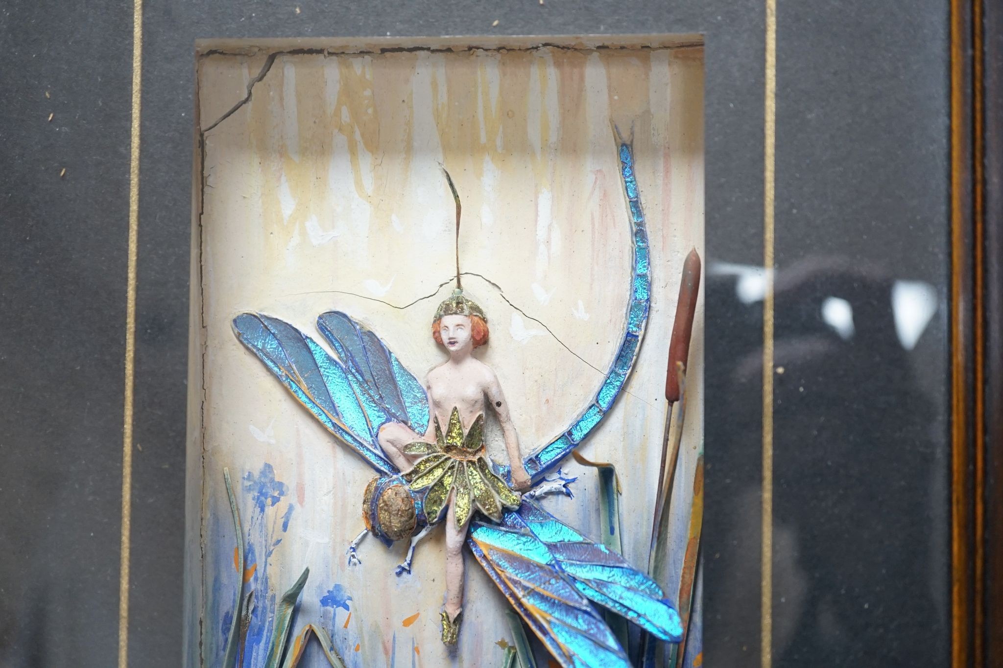 A pair of morpho butterfly wing nymph diorama, signed Gaydon King, Pat. App. For 19907/29, c. - Image 4 of 7