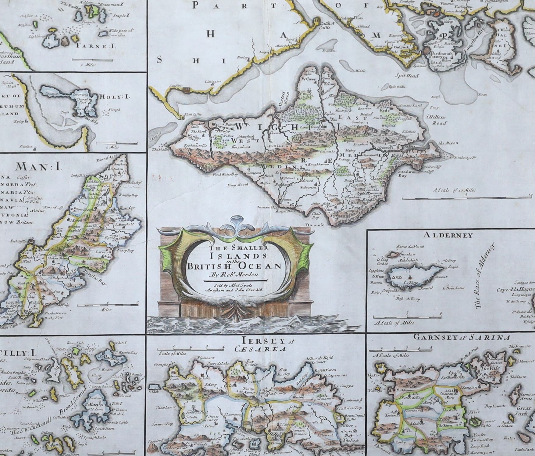 Robert Morden, coloured engraving, Map of The Smaller Islands in The British Ocean, 36 x 43cm