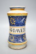 An 18th/ 19th century Italian maiolica ‘GOMEDERA’ albarello, 22.5cm