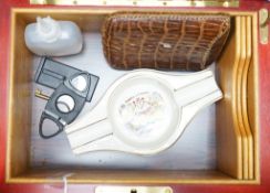 A Davidoff cigar humidor with ash tray, crocodile skin cigar holder etc.
