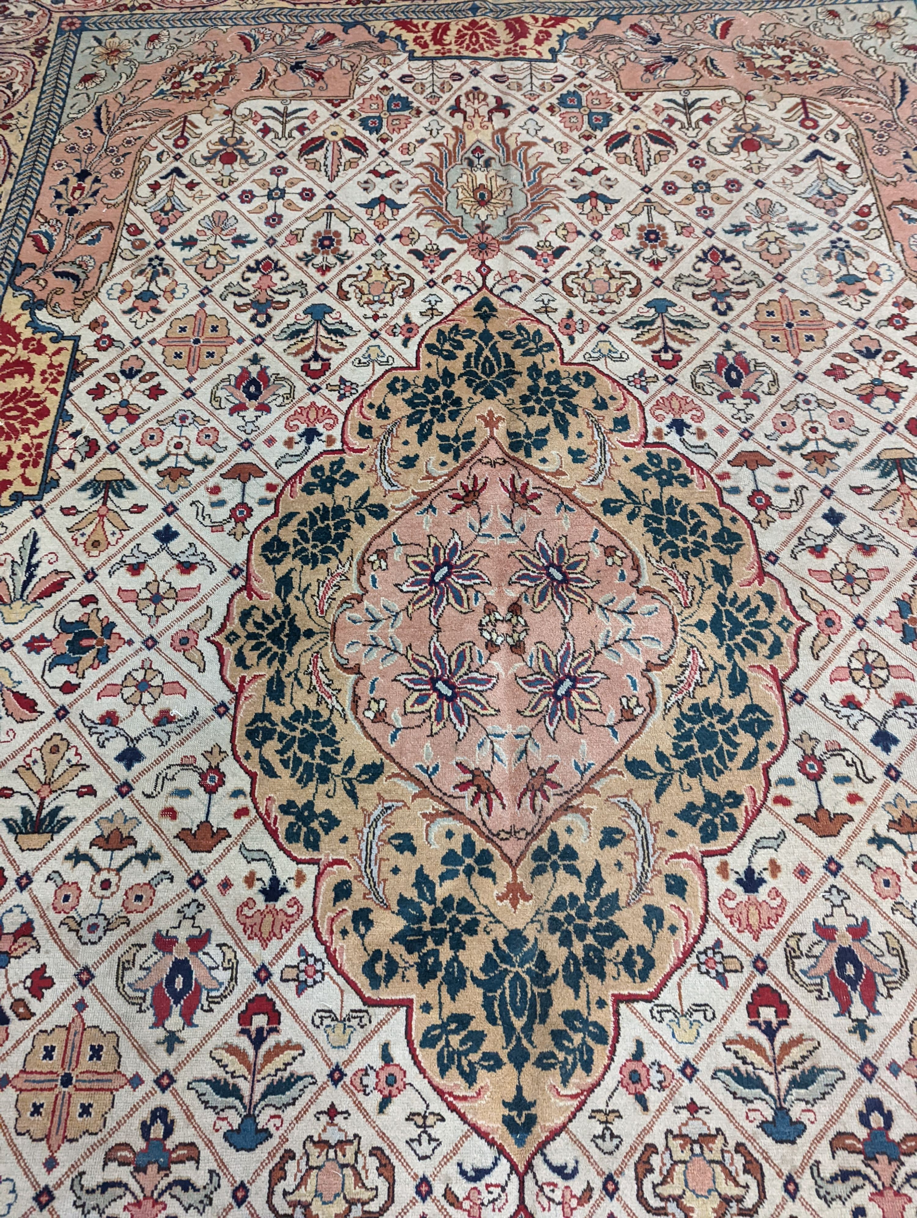 A Tabriz ivory ground carpet, 425 x 306cm - Image 6 of 10