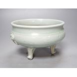 A Chinese celadon tripod censer, Ming or later, 16.5 cm diameter