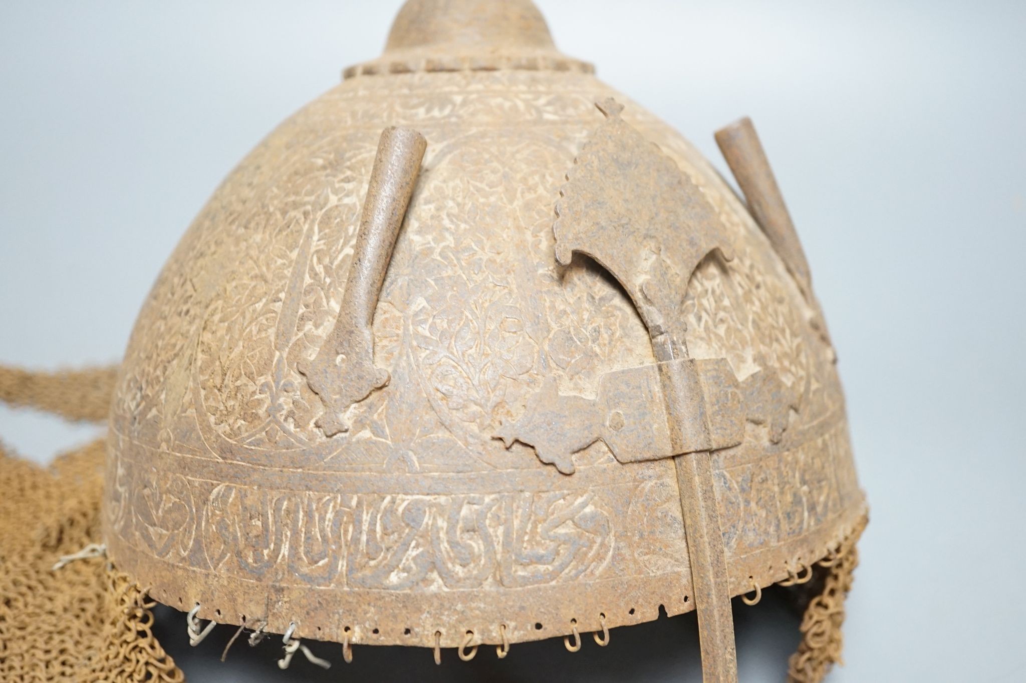 A 19th century Indo-Persian steel helmet (kulah-khud) - Image 2 of 3