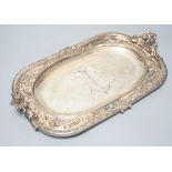 A Victorian cherub handled plated tray 40cm