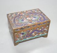 A Chinese bronze and cloisonné enamel ‘dragon’ box and cover, early 20th century,6 cms high x 11.5