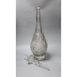A large cut crystal apothecary ‘steeple’ bottle and stopper 85cm