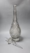 A large cut crystal apothecary ‘steeple’ bottle and stopper 85cm