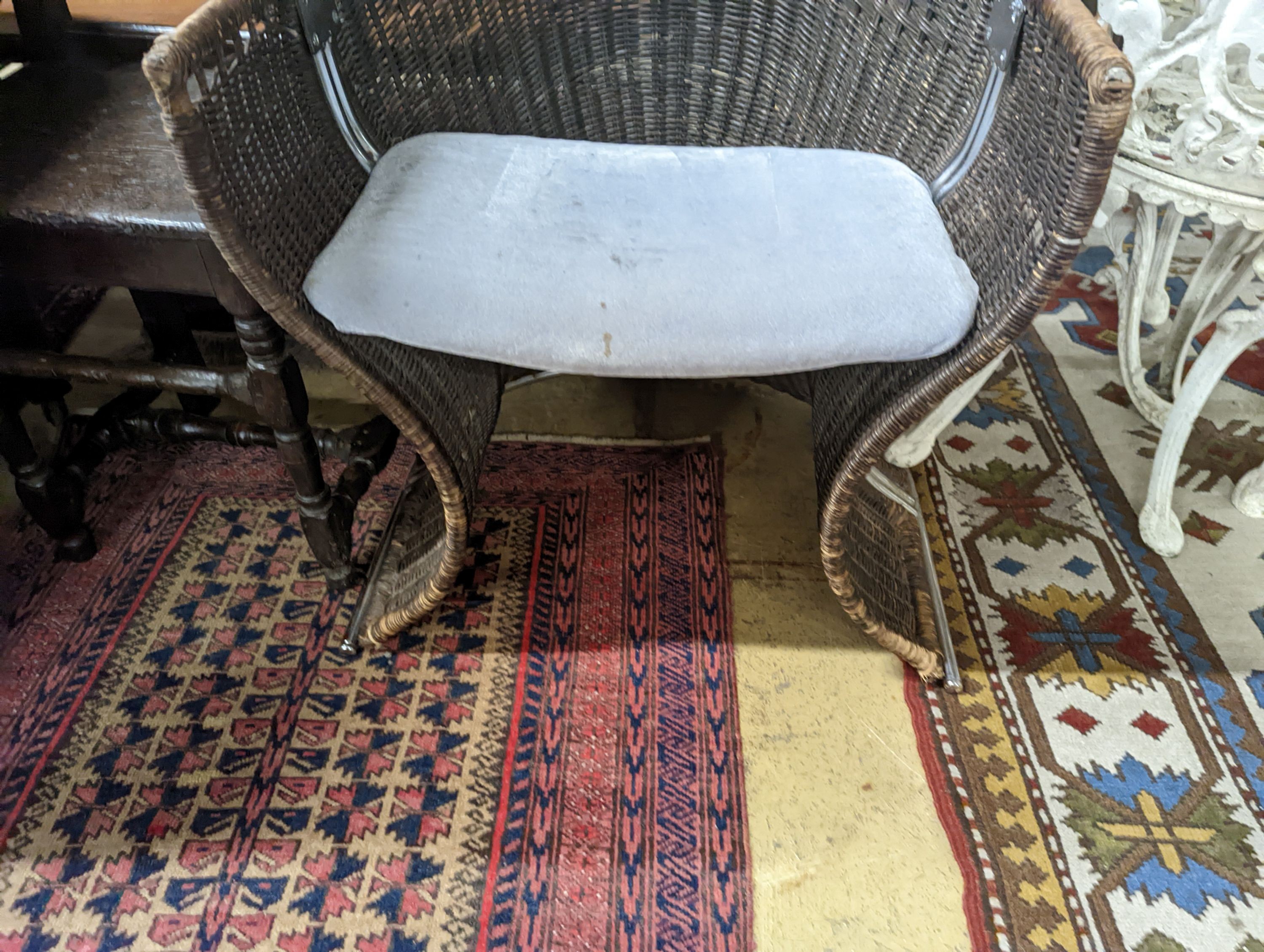 A rattan and chrome conservatory chair, width 60cm, depth 50cm, height 73cm - Image 3 of 4