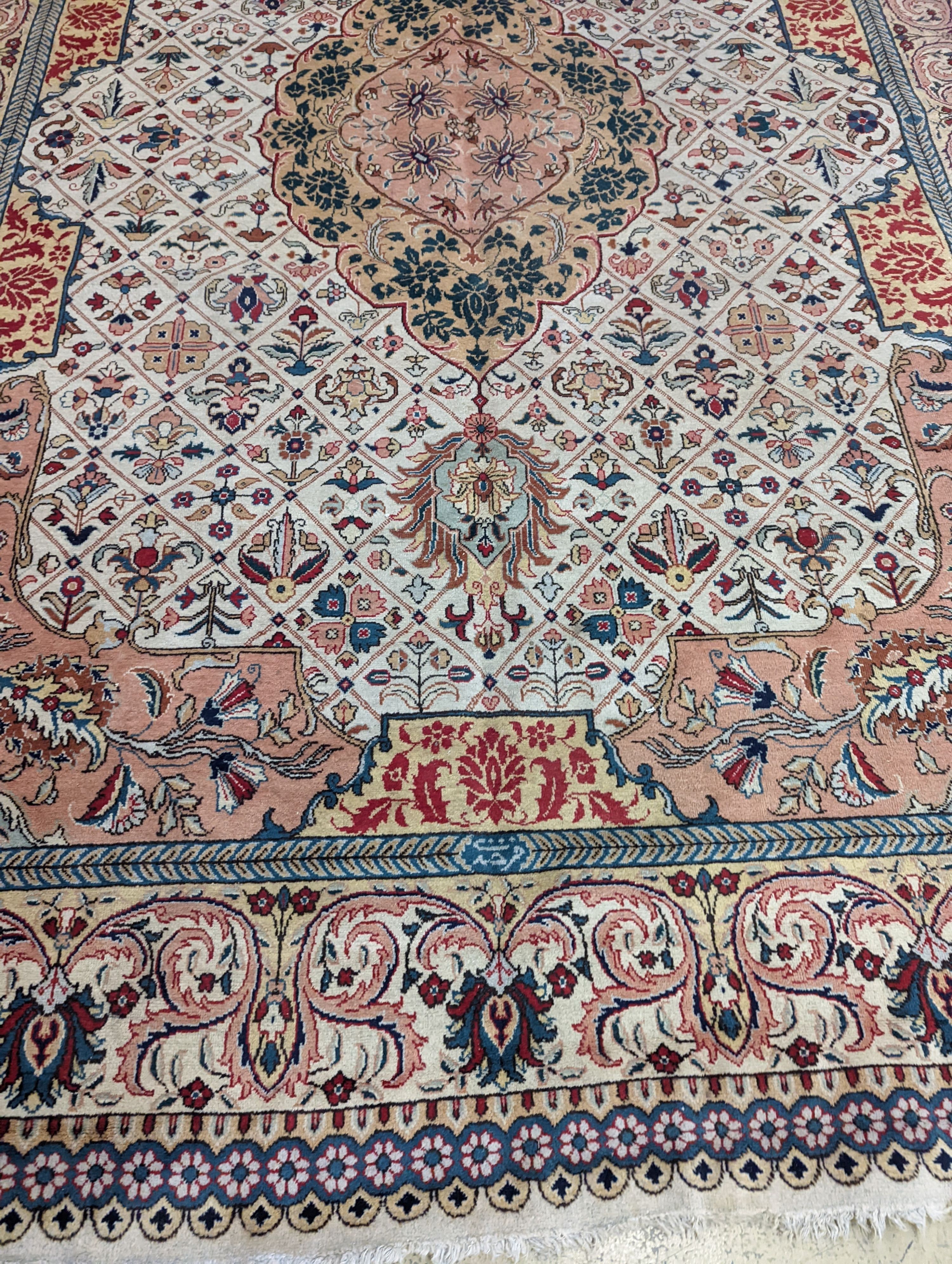 A Tabriz ivory ground carpet, 425 x 306cm - Image 3 of 10